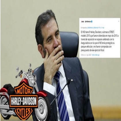 Le descubren al INE 9 motocicletas Harley Davidson para servicio de paquetería y mensajería