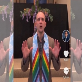 Un video viral muestra a un predicador usando estolas con temática LGBT y afirmando que “la humanidad es Dios en drag”