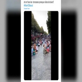 Cientos de manifestantes realizan un 'picnic' denunciando los pases sanitarios de Covid fuera de los restaurantes en Reims, Francia (VIDEO)